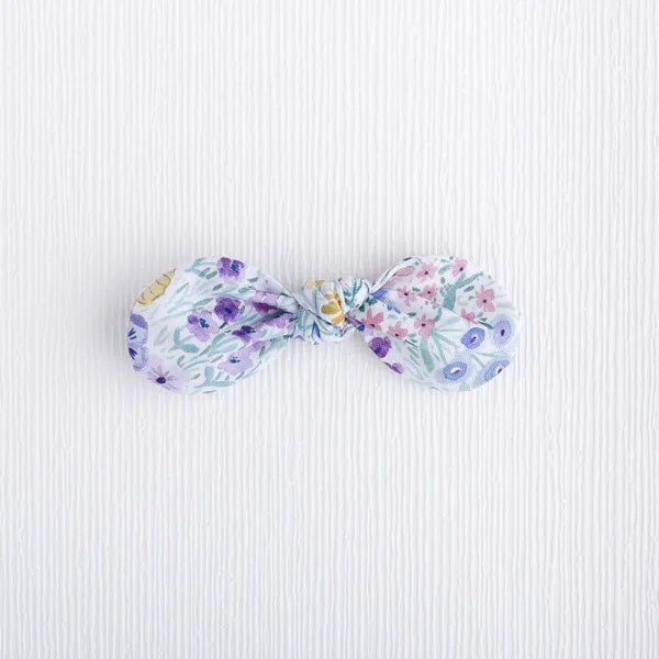 Handmade floral hairbow, alligator clip style accessory in Butterfly Garden print.