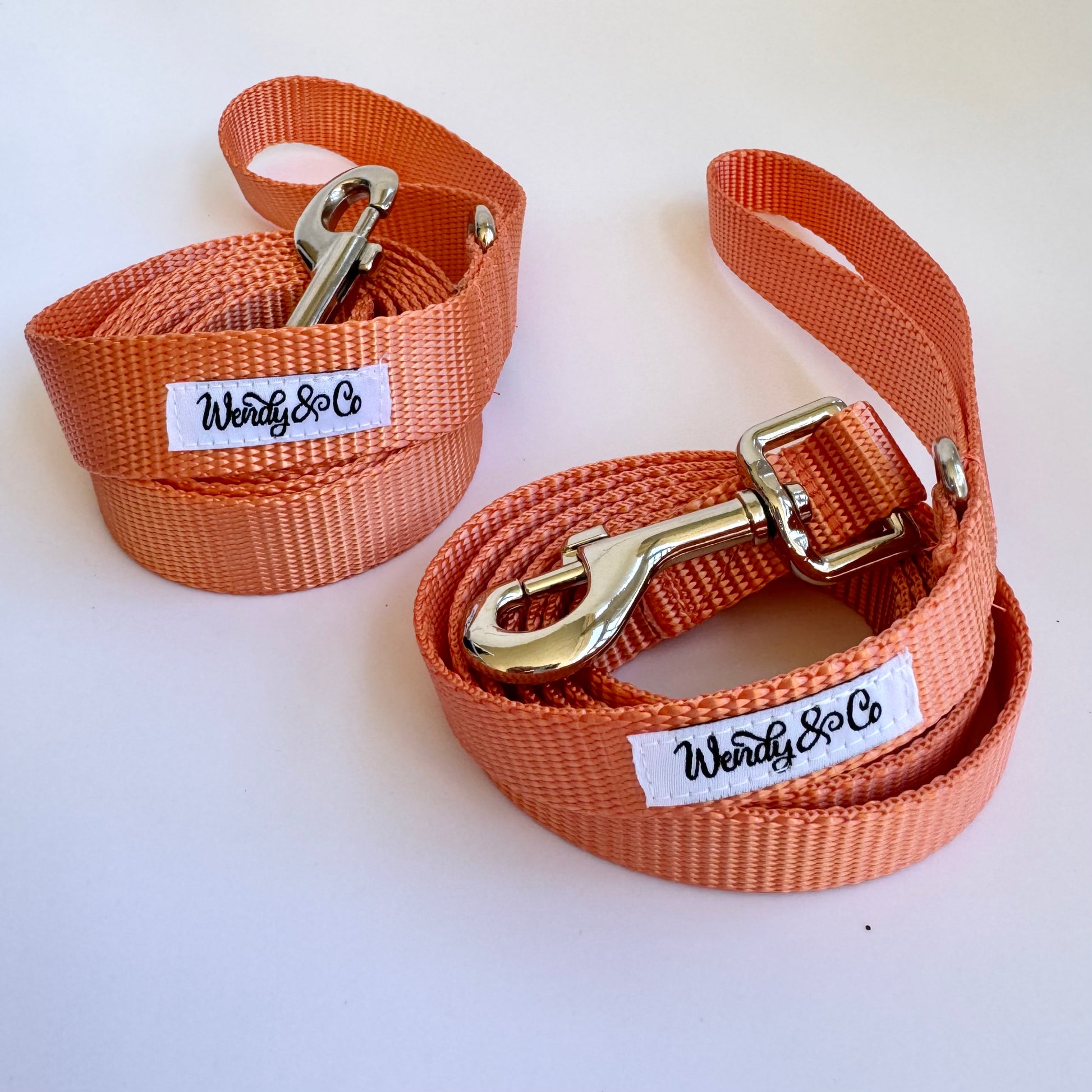 1' and 3/4" dog leash in coral peach.