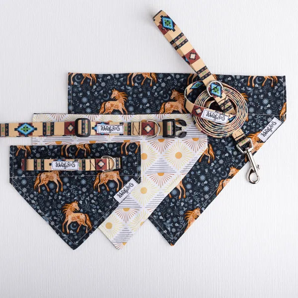tribal print dog collar leash and bandana