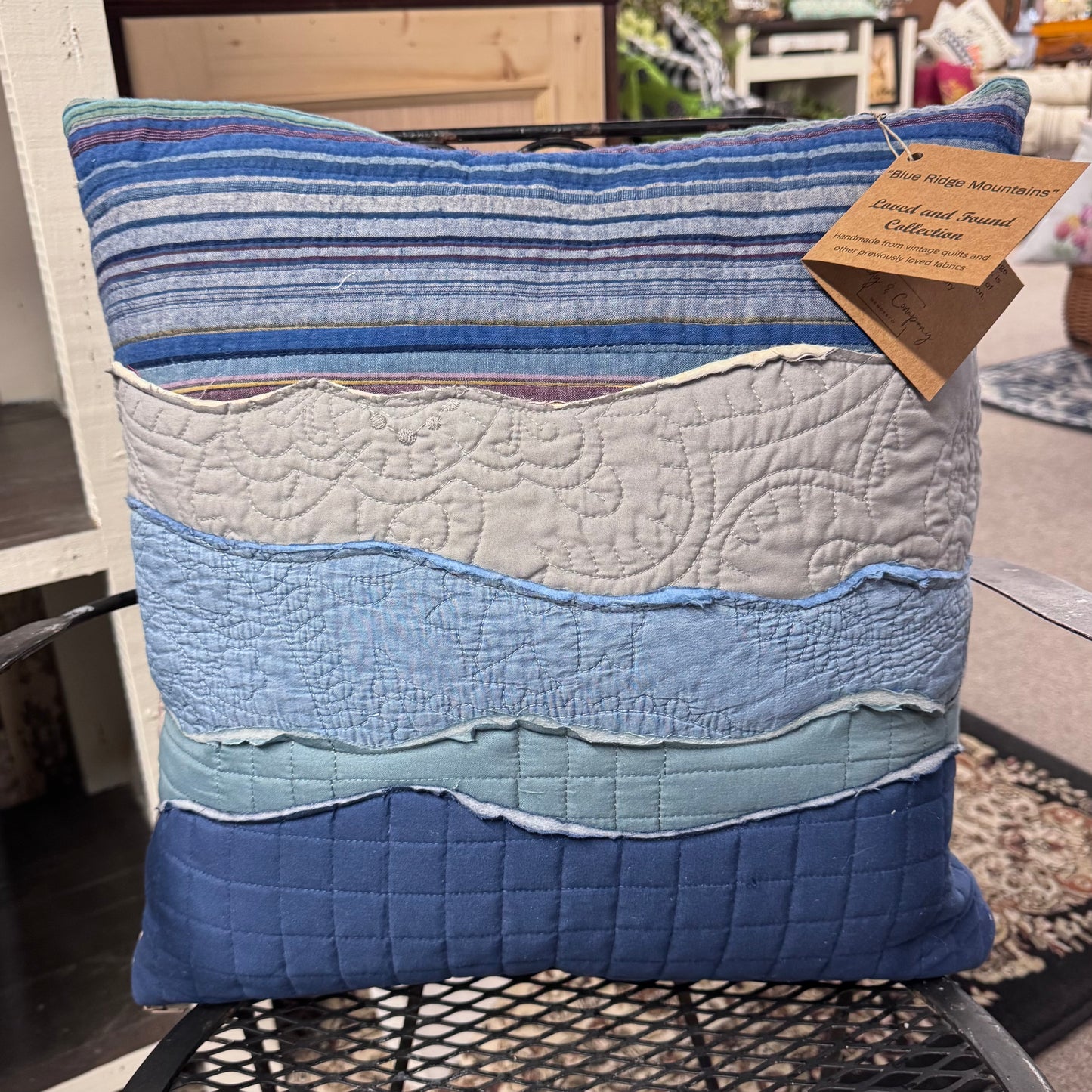 Blue Ridge Mountains Stripe Sunset 18" Pillow