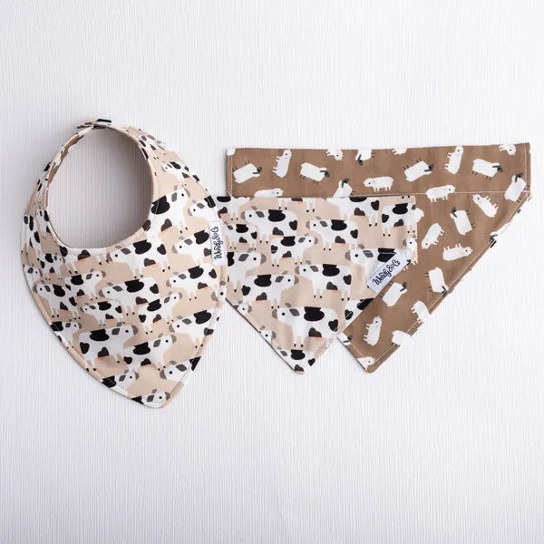 Legend-Dairy matching baby and dog outfit- bandana and bib.