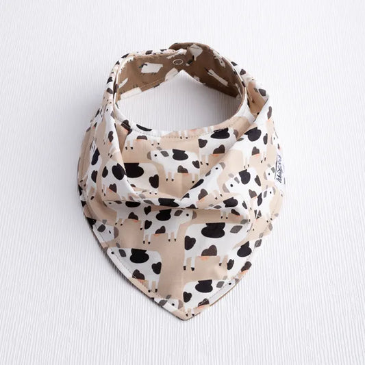 Legend-Dairy cow print reversible baby bib.