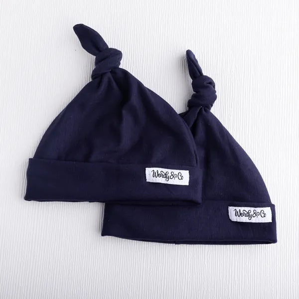 navy infant beanies