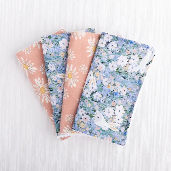 Baby washcloth with bunny and floral design