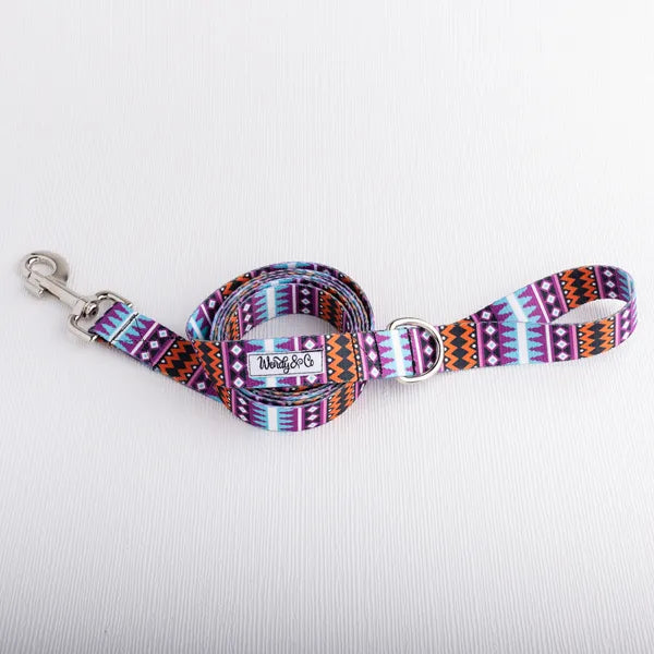 Dog leash with purple geometric patterns from Amethyst Horizon collection.