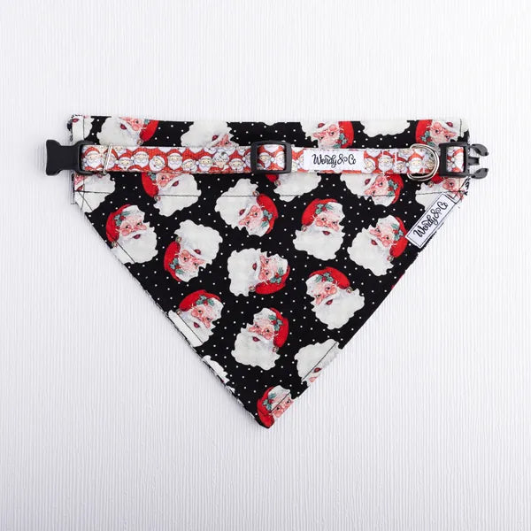 Christmas collar and bandana with festive Santas.