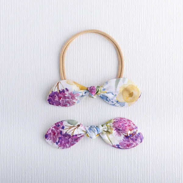 Baby bows- handmade floral print.