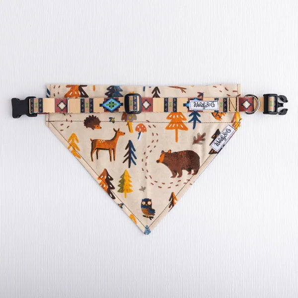 tribal woodland forest them dog collar bandana