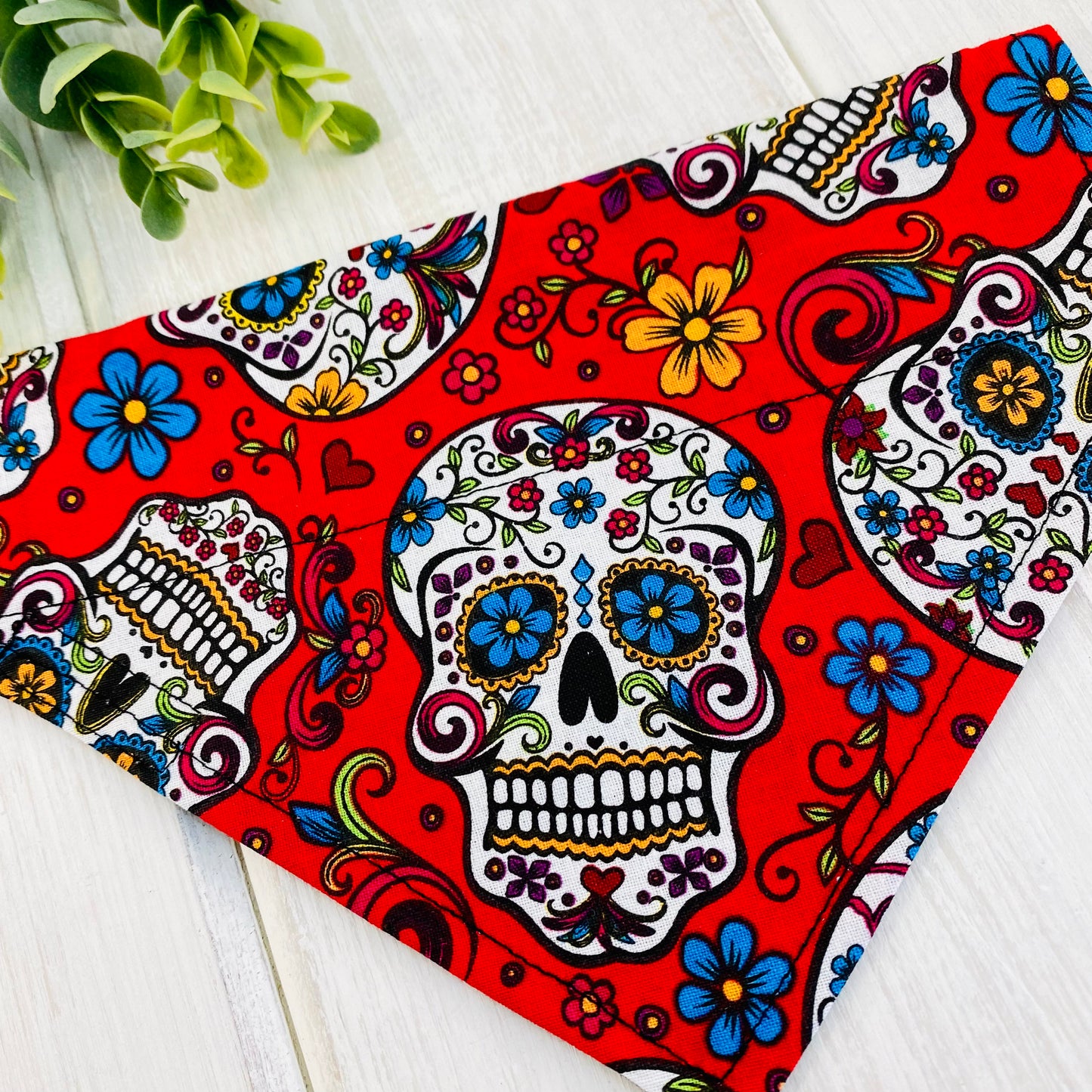 Reversible glow-in-the-dark dog bandana for Halloween