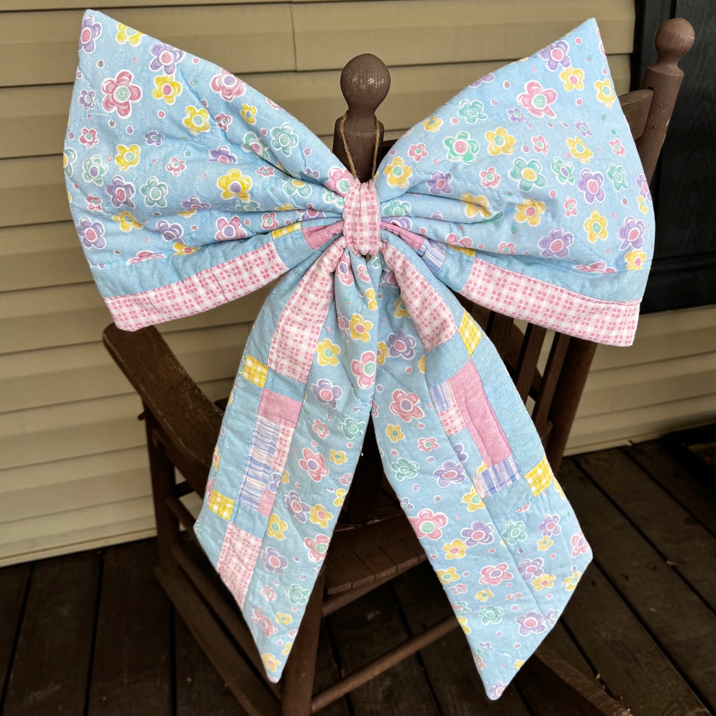 Pastel Quilted Bow Door Hanger
