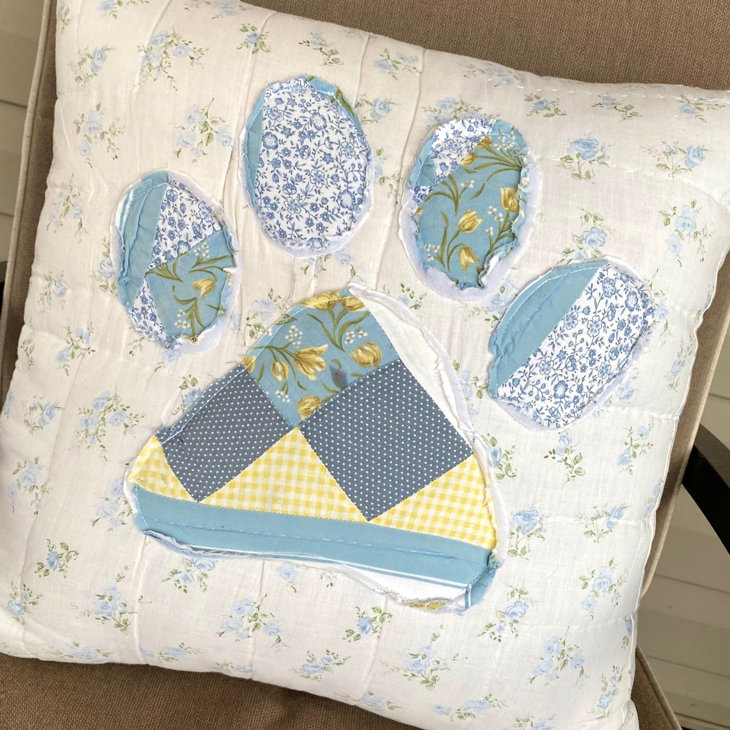 Paw Loved & Found Pillow Blue