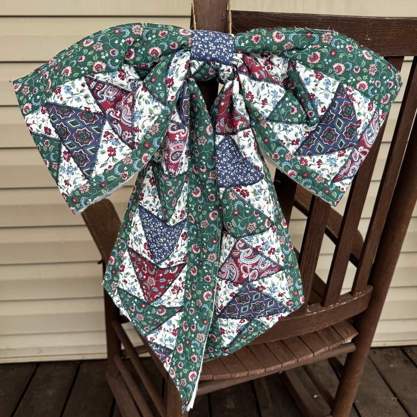 Vintage Quilted Bow Door Hanger