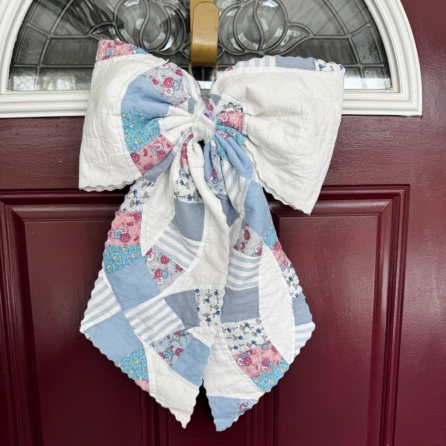 Wedding Ring Quilted Bow Door Hanger