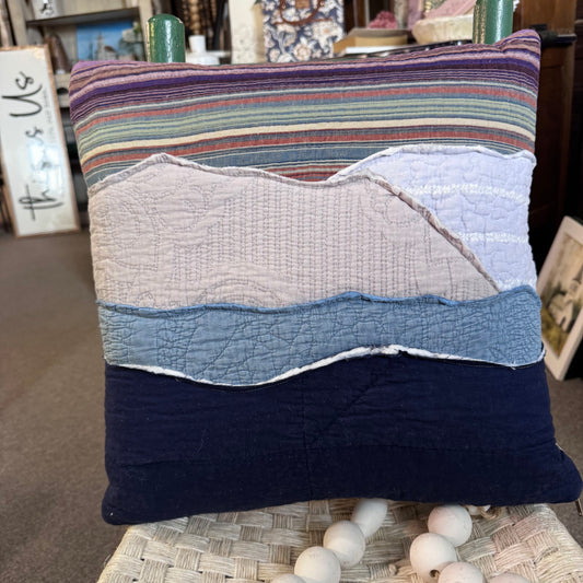 Blue Ridge Mountains Stripe Sunset 18" Pillow