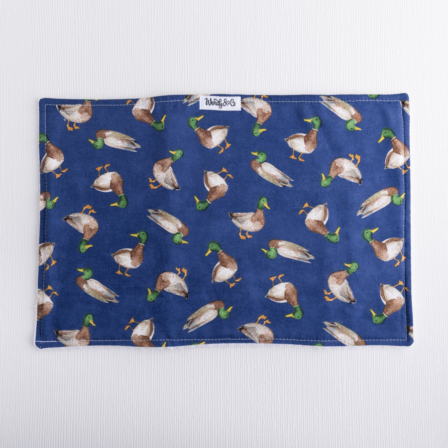 Mallard print burp cloth.