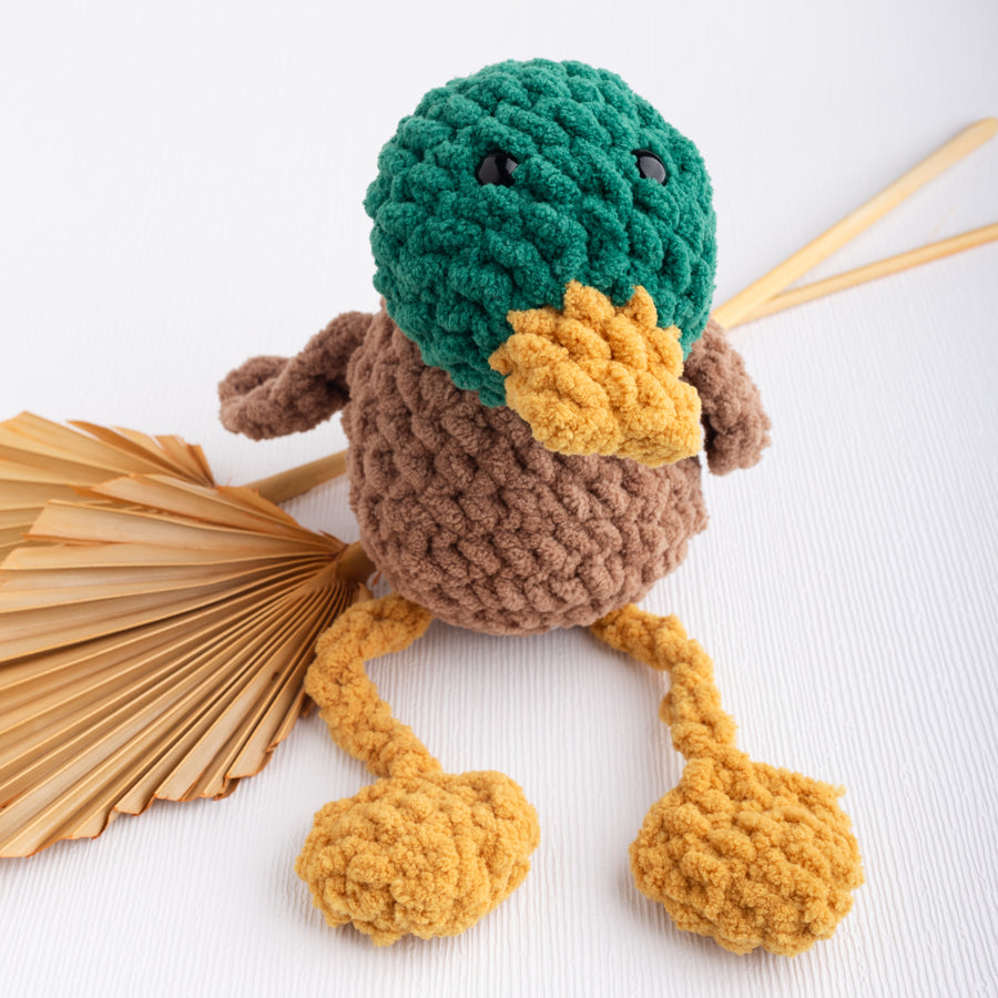 Hand crochet mallard duck.