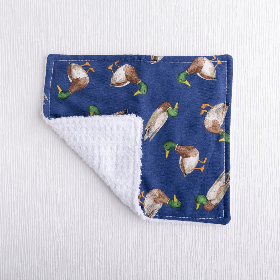 Mallard washing cloth with absorbent backing.