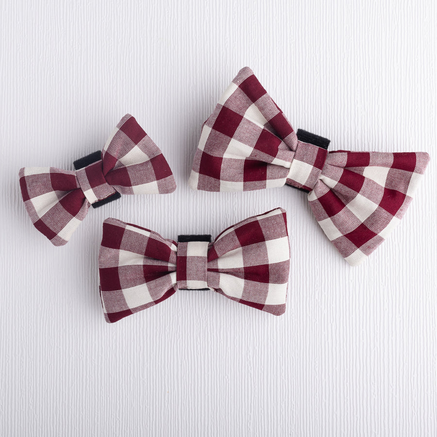 Maroon Check Pet Bow Tie