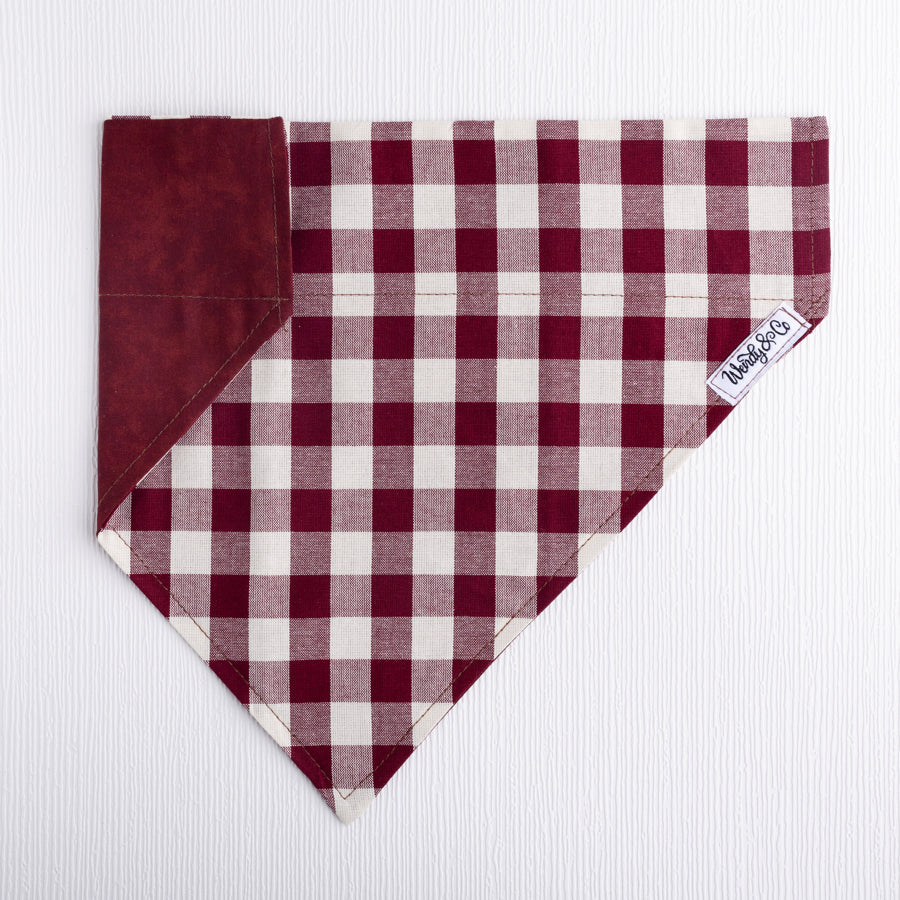 Maroon Check Dog Bandana