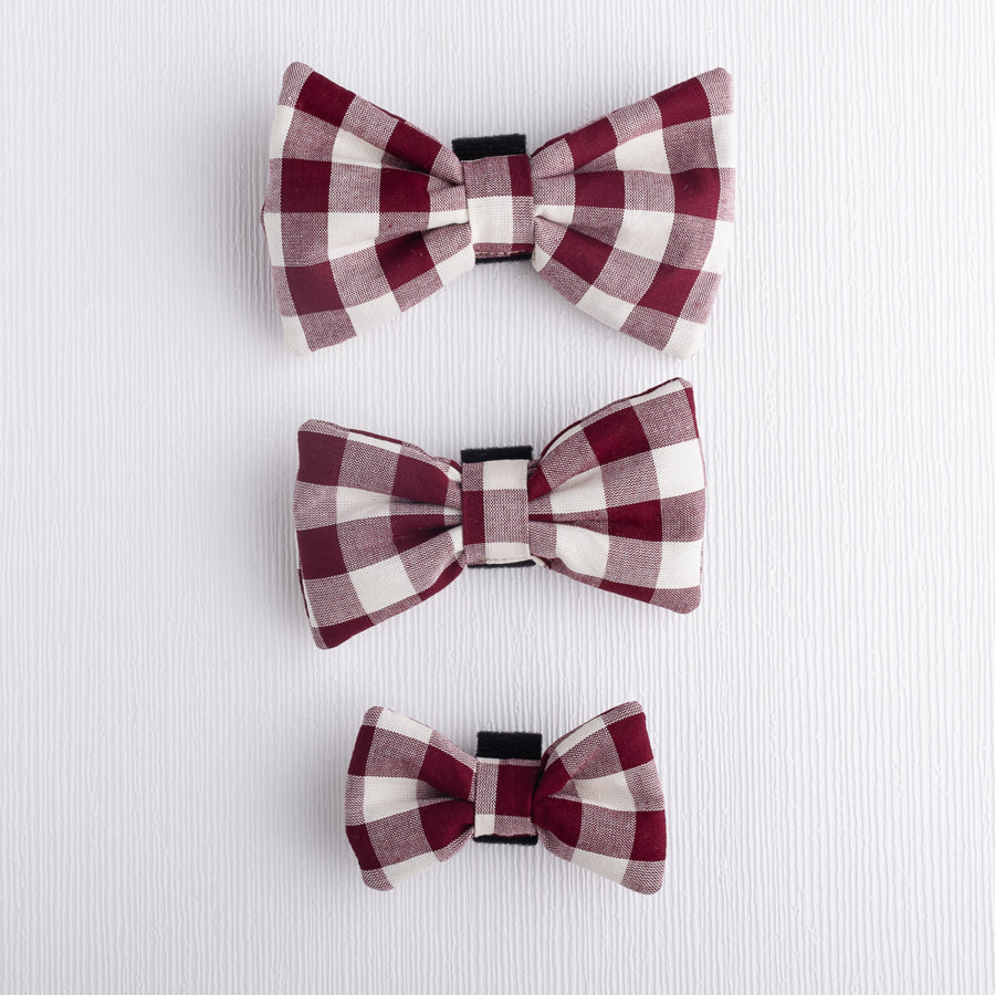 Maroon Check Pet Bow Tie