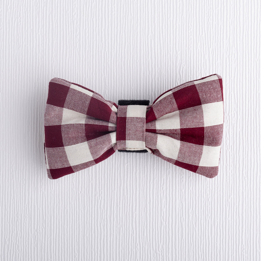 Maroon Check Pet Bow Tie