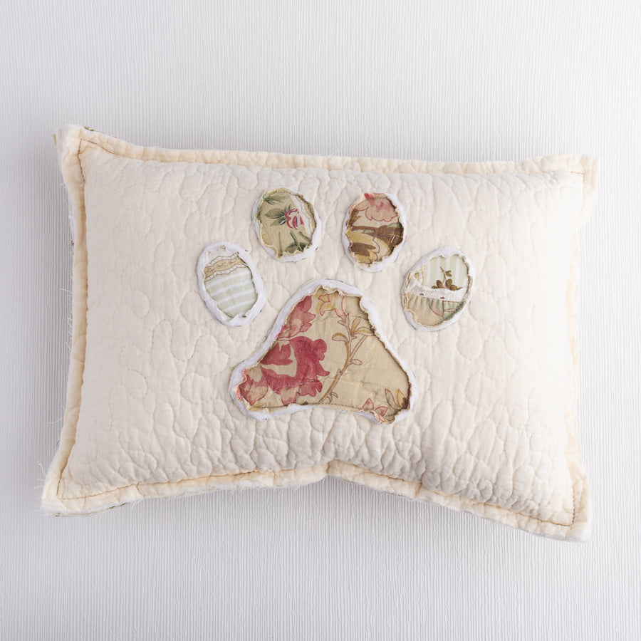 Vintage Floral Paw Accent Pillow