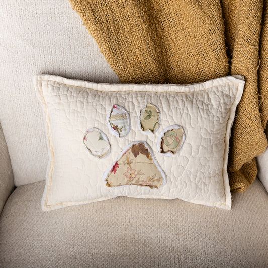 Vintage Floral Paw Accent Pillow