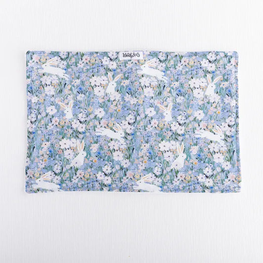 Burp cloth with floral bunny fabric, Petal & Hare collection