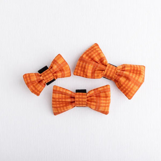 Pumpkin Spice Plaid Pet Bow Tie