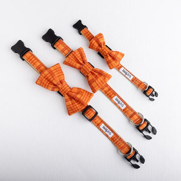 Pumpkin Spice Plaid Pet Bow Tie