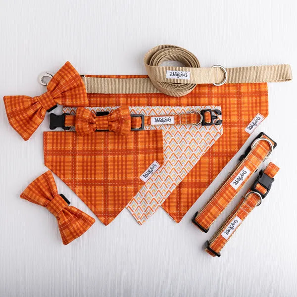 Pumpkin Spice Plaid Pet Bow Tie