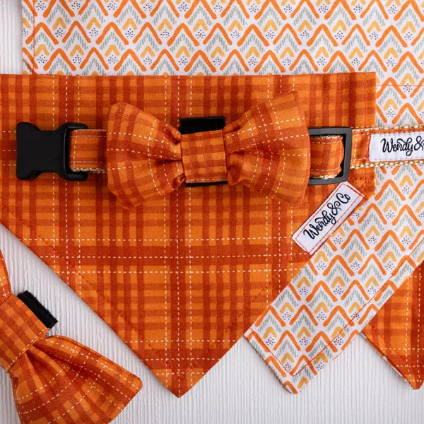 Pumpkin Spice Plaid Pet Bow Tie