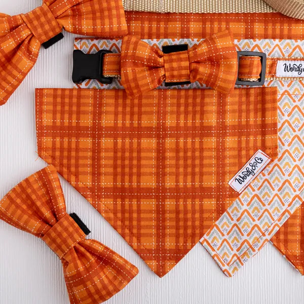 Pumpkin Spice Plaid Pet Bow Tie
