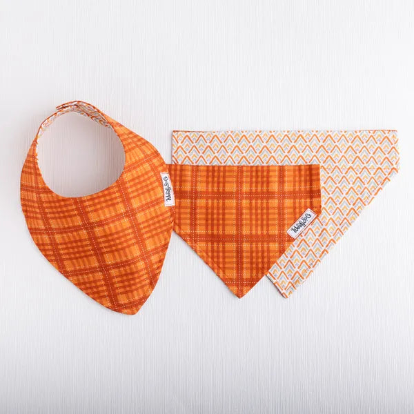 Pumpkin Spice Plaid Baby Bib