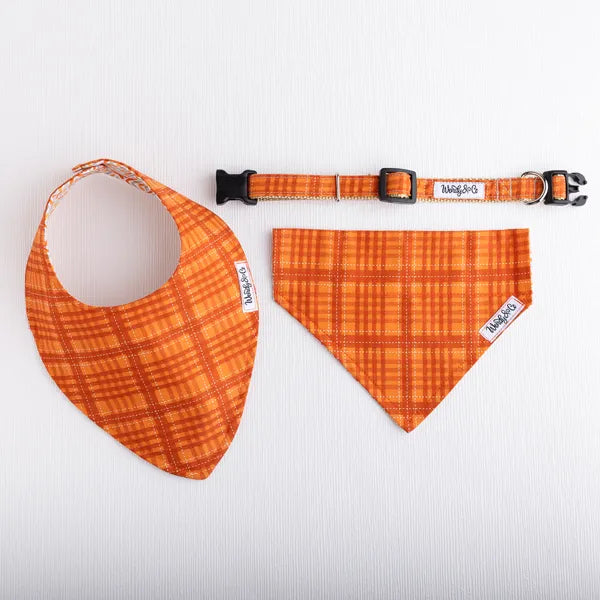 Pumpkin Spice Plaid Baby Bib