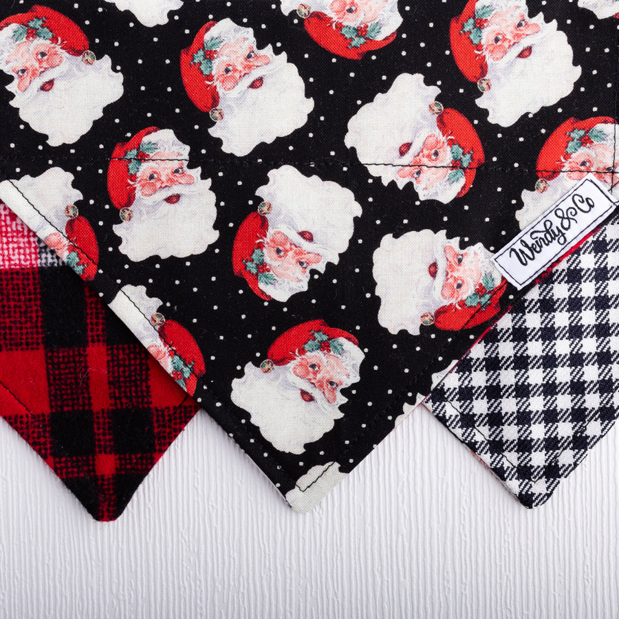 Santa Dog Bandana + Houndstooth