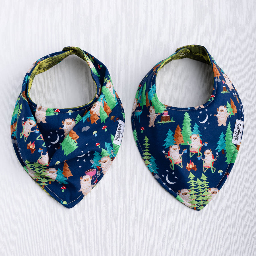 Under the stars baby bibs with sasquatch or big foot.