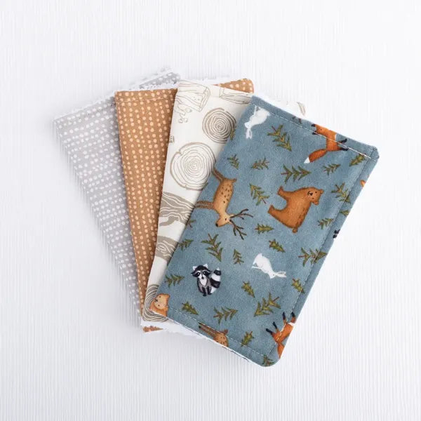 Soft baby cloth featuring trees and leaves from Whispering Woods collection.