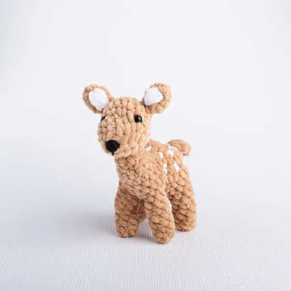 Hand crochet deer stuffie.