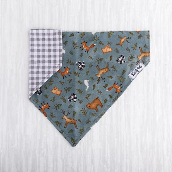 Reversible dog bandana, slides over the collar-Whispering Woods collection.