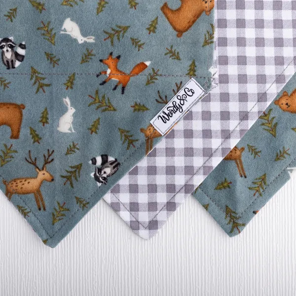 Dog bandana with forest-inspired fabric from the Whispering Woods collection.