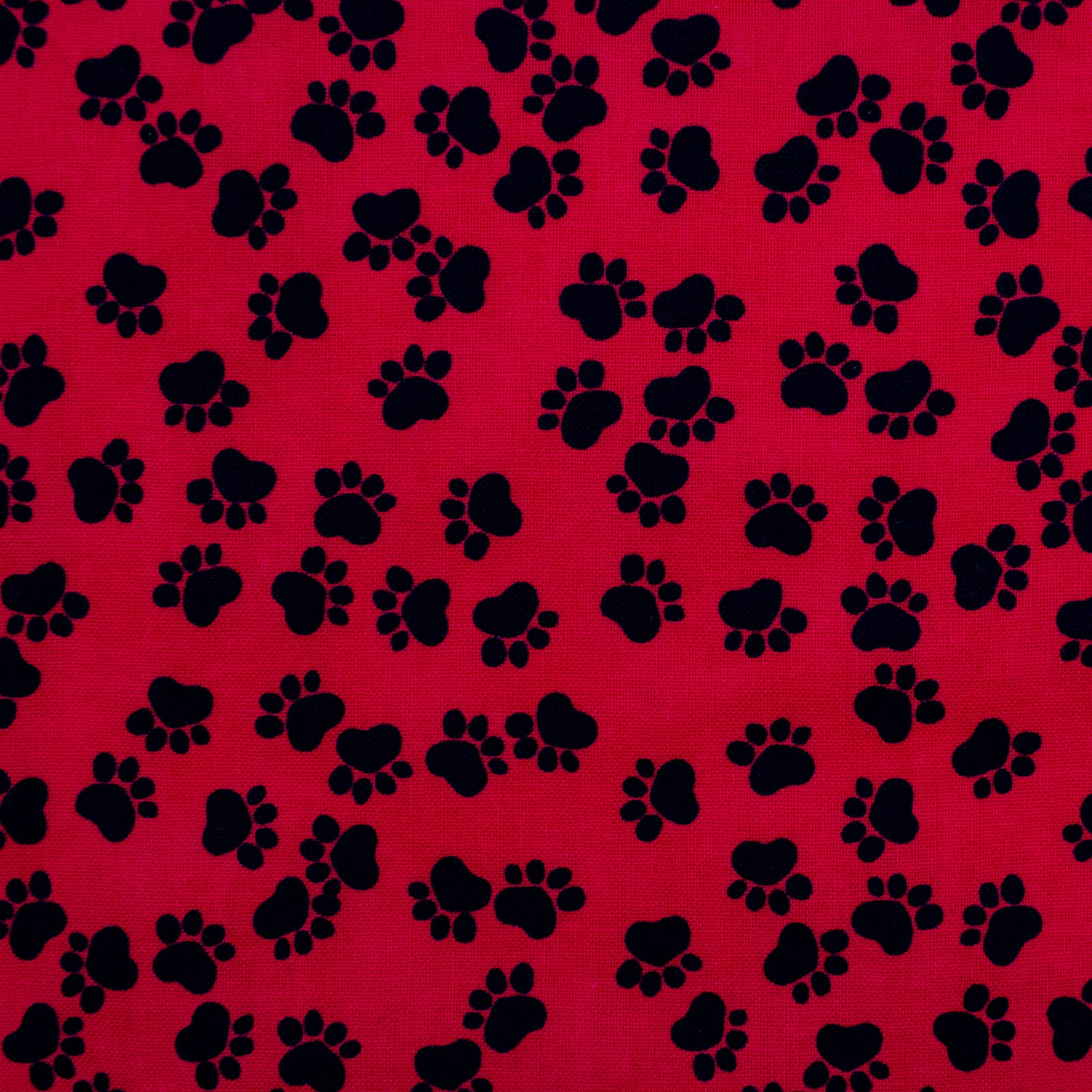 Close up of red paws fabric.