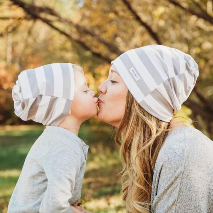 Mother and son with matching beanies, so cute!