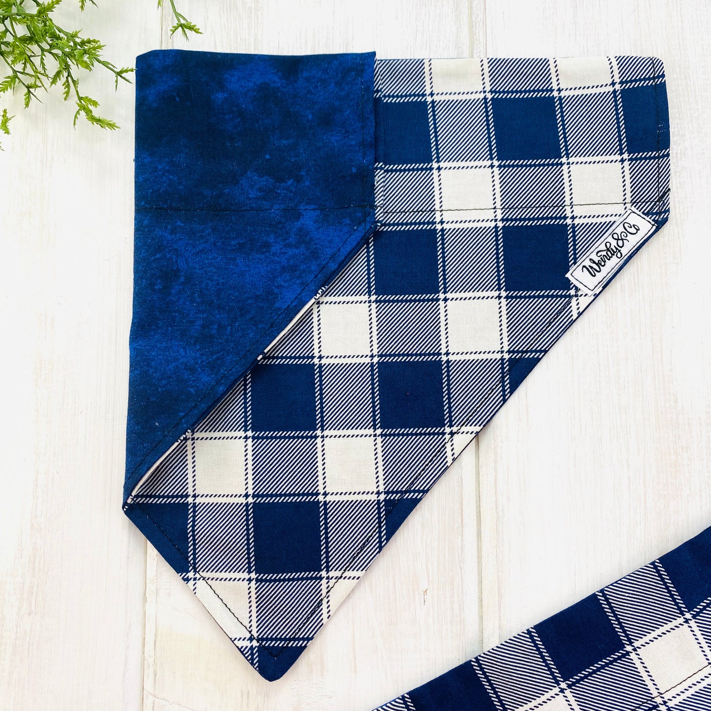 Navy Check Dog Bandana