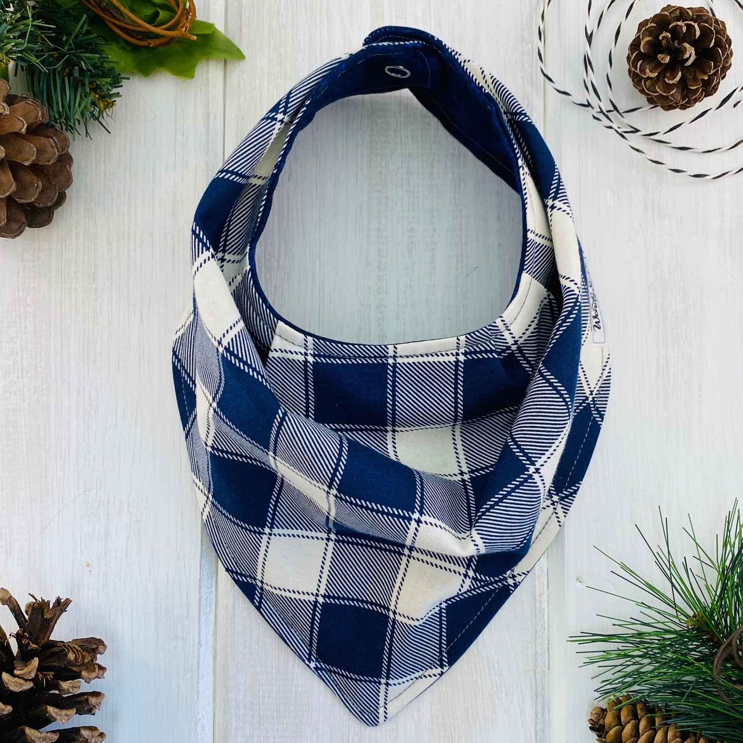 navy check bandana bib