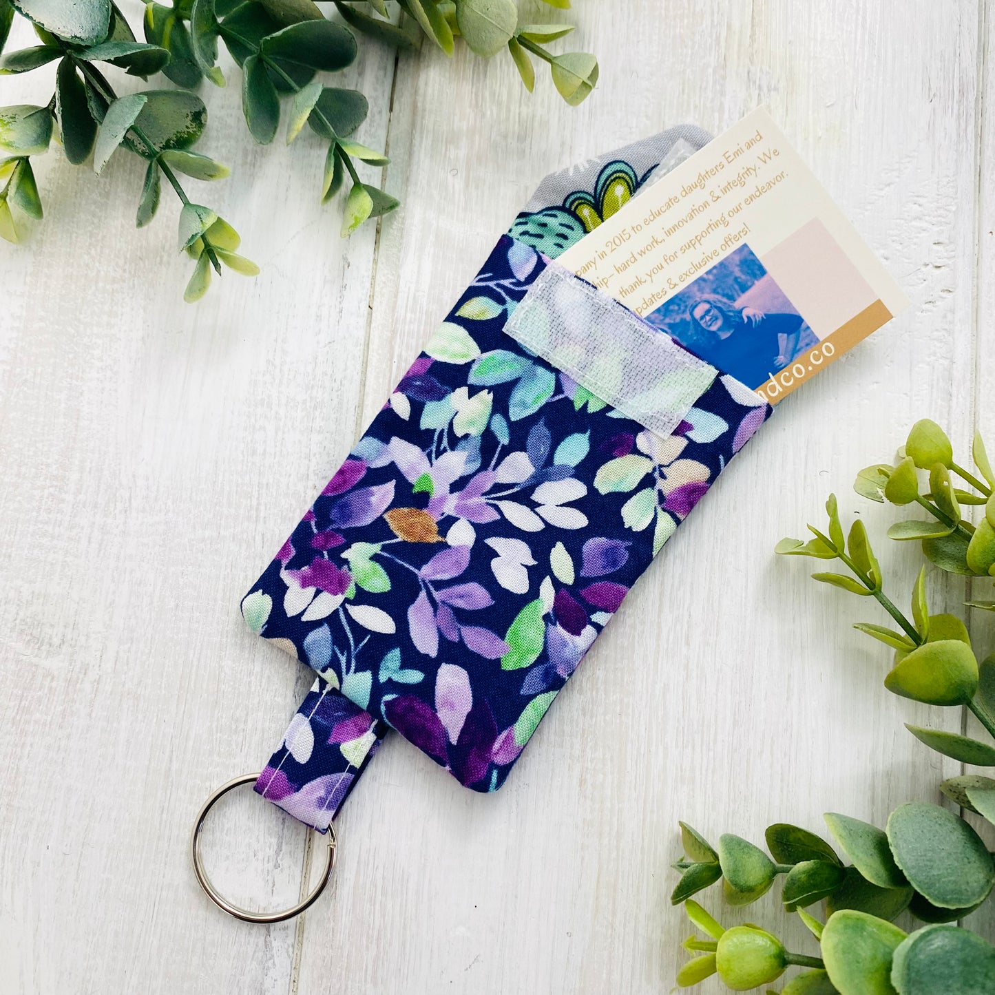 Purple Floral ID Card Pocket