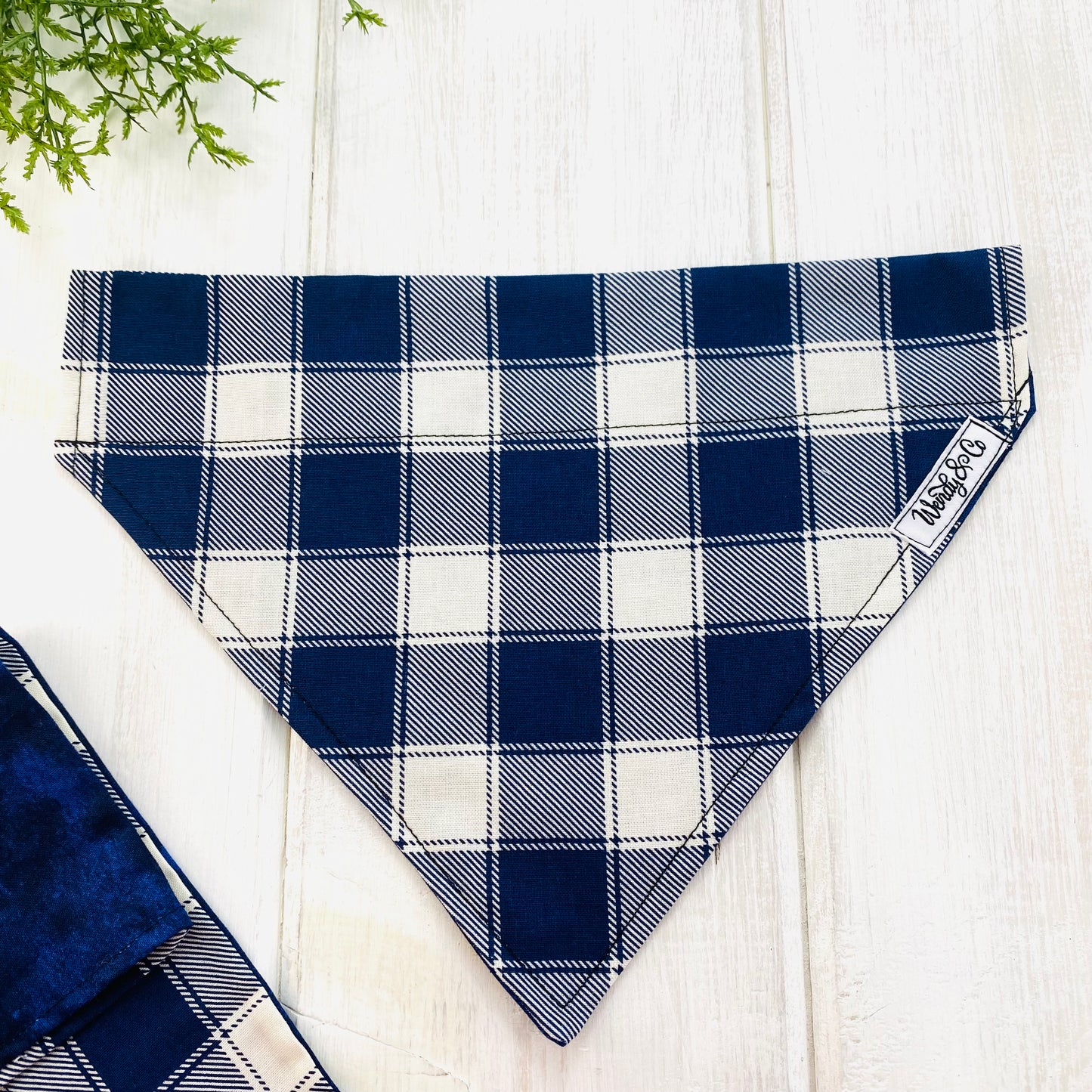 Navy Check Dog Bandana