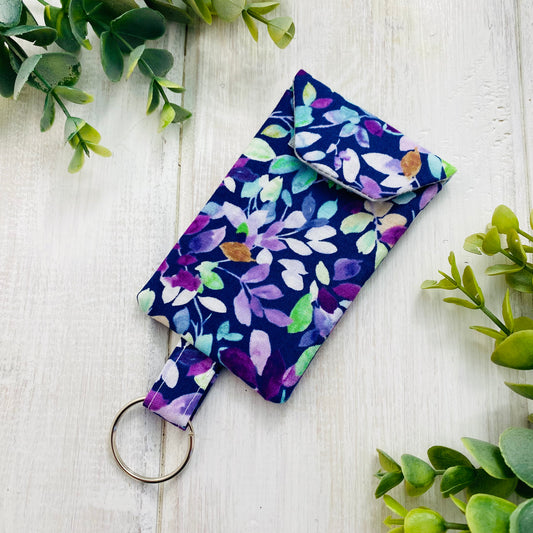 Purple Floral ID Card Pocket