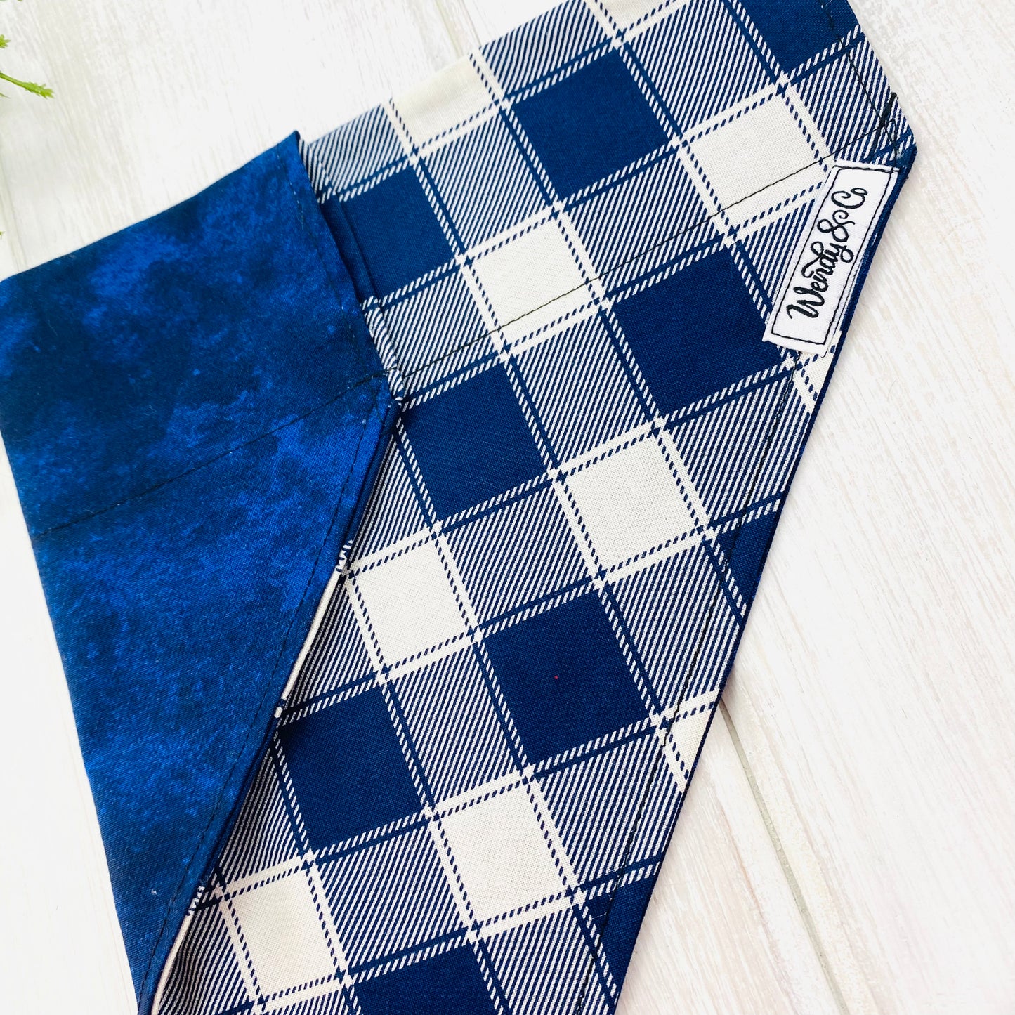 Navy Check Dog Bandana