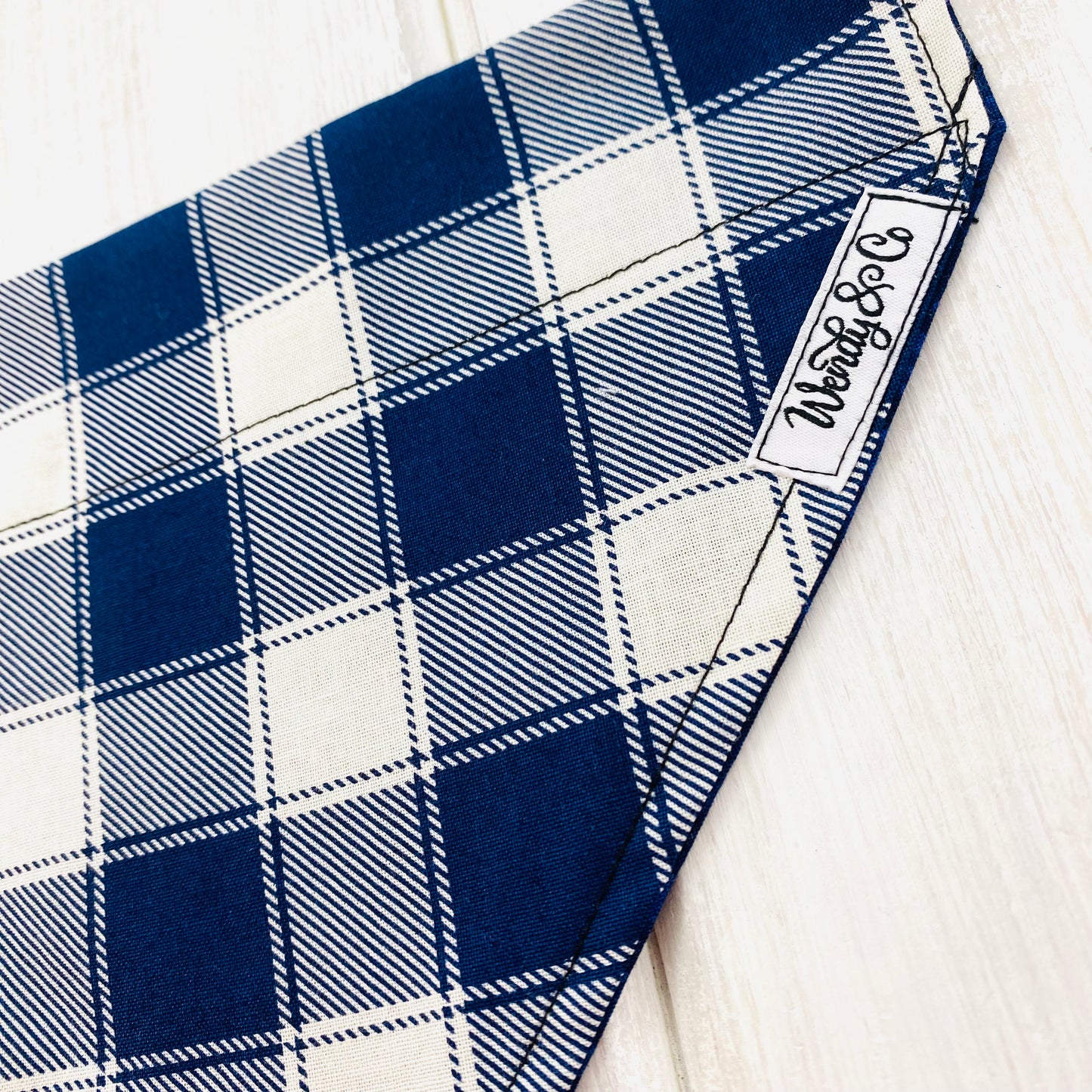 Navy Check Dog Bandana